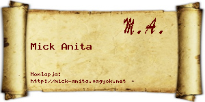 Mick Anita névjegykártya